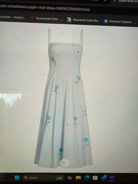 STAUD ‘Wylie’ Embellished Poplin Midi Dress - Light Blue